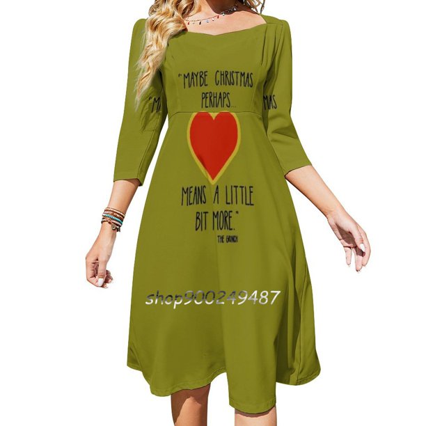 Vestido de escote cuadrado Vestido de verano dulce Vestido elegante con estampado halter para mujer Navidad Navidad Cómo robar la Navidad