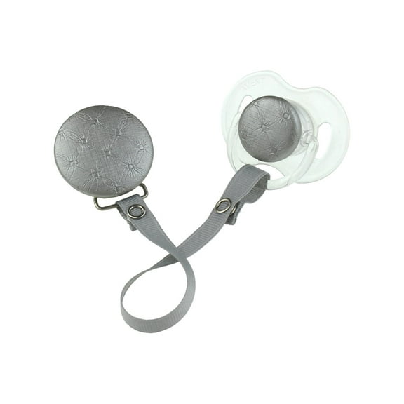 Quilted Faux Leather Pacifier Clip