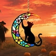 thumbnail image 6 of BNNG Black Cat Decor On White Moon Stained Glass Window Hanging Suncatcher for Windows Panels Sun Catcher Halloween Ornament Decoration Memorial Gift for Lover Cat, 6 inches, 6 of 8