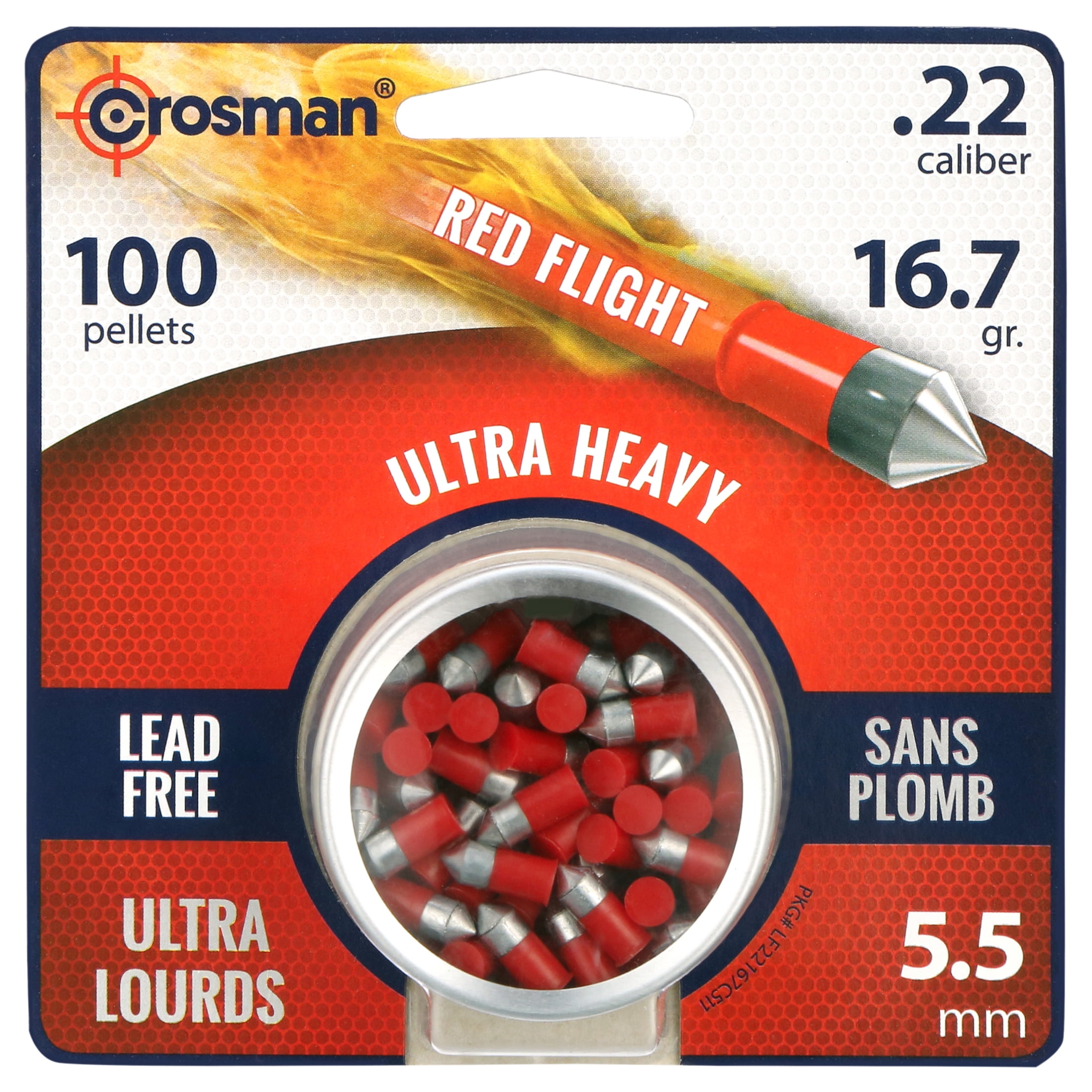 Crosman Powershot .22 Caliber Red Flight Penetrator Pellets 100 Ct LF22167
