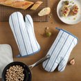 thumbnail image 2 of Martha Stewart Daisy Stripe Oven Mitt Set 2-Pack, Blue, 7"x13", 2 of 8