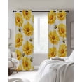 thumbnail image 4 of Golden Chrysanthemum Kitchen Curtains Farmhouse Bees Floral Burlap Cafe Short Curtains for Bathroom Blackout Window Curtain Grommet Small Window Treatment Drapes for Bedroom Living Room 42"x45"x2, 4 of 9