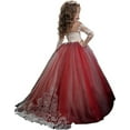thumbnail image 5 of Lace Embroidery Sheer Long Sleeves Kids Trailing Gowns, 5 of 6