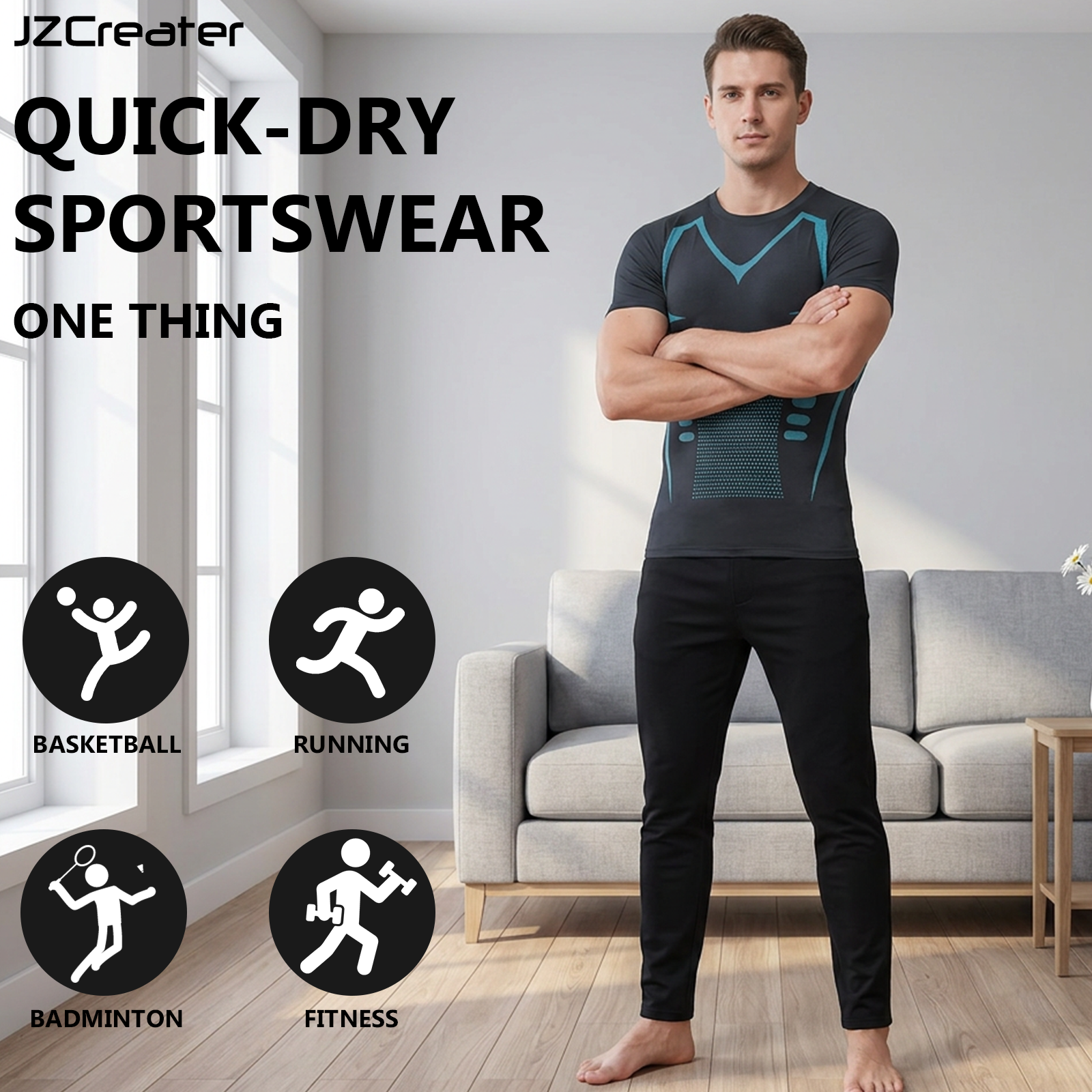 Paquete de 3 camisetas de entrenamiento para hombre - camisetas deportivas, absorbentes, de secado rápido, manga corta - para running, gimnasio y entrenamiento 4