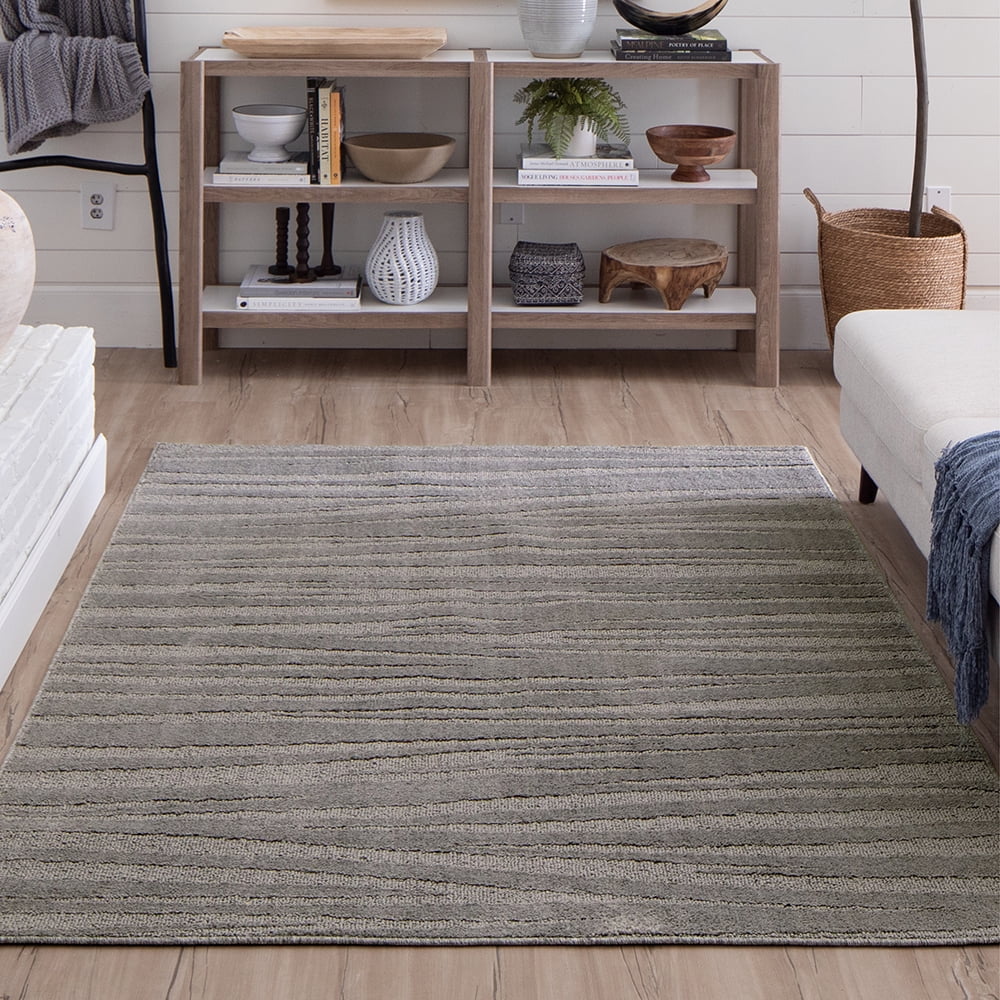 Mainstays Stripes Transitional Area Rug, Gray 8' x 10'