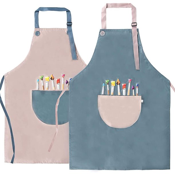 Pack De 2 Batas De Pintura Para Niños Con Velcro – Impermeables Y Reutilizables, Incluye Pinturas Y Pinceles