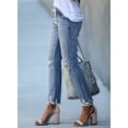 thumbnail image 2 of HOTAPEI Womens Jeans Elastic Waist Ripped Skinny Jeans Raw Hem Drawstring Jeans Boyfriend Destroyed Jeans, 2 of 5