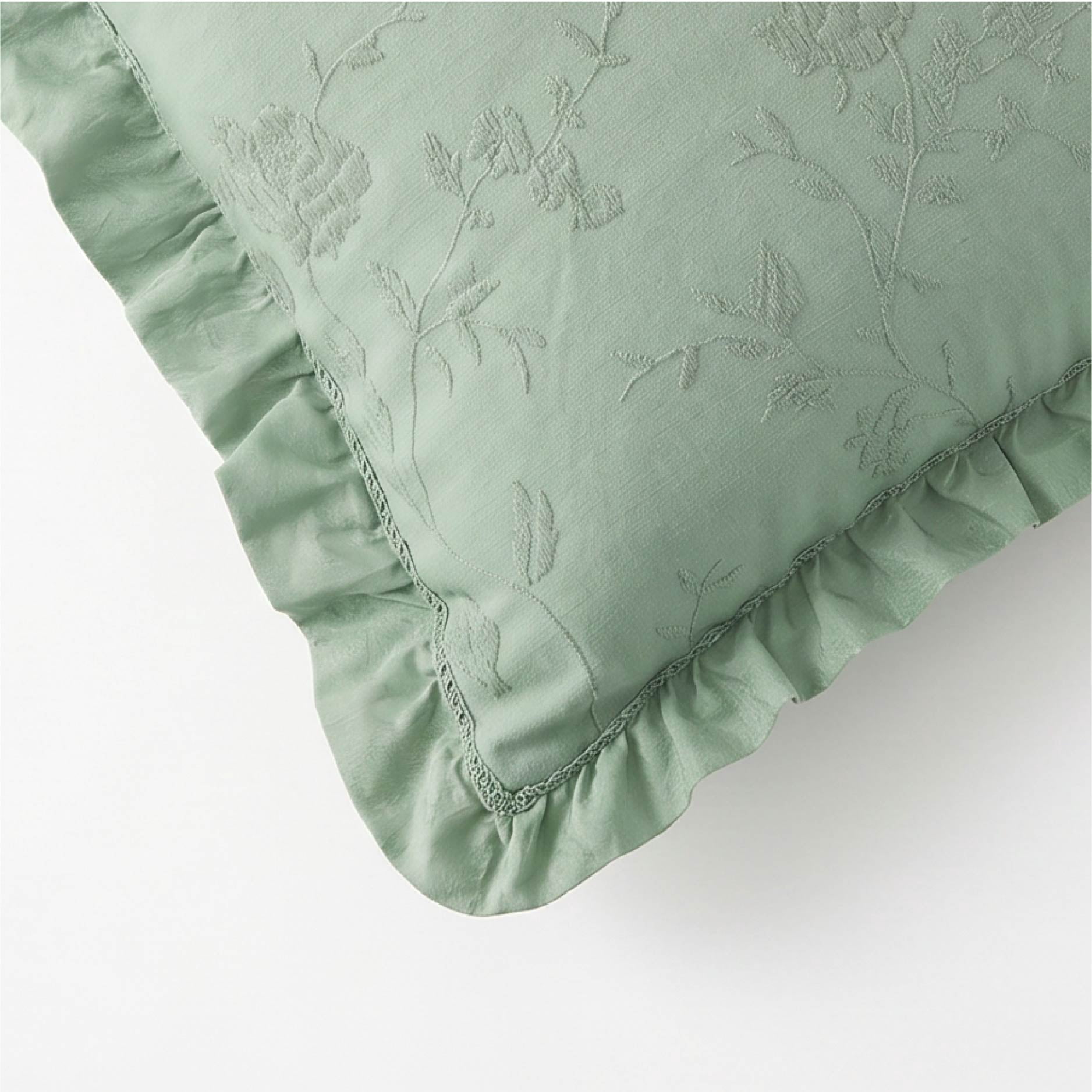 The Pioneer Woman Green Matelasse Floral Crochet Ruffle Decorative Pillow, 20" x 20"