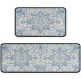 thumbnail image 3 of Kitchen Rugs Set of 2- Vintage Country Blue Boho Non-Slip Washable Floor Mats - Comfort Sink and Laundry Room Runner - Boho Kitchen Accessories and Decor 17x47.2 and 17x30 inches, 3 of 7