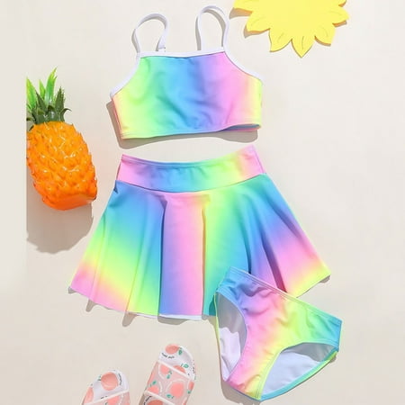 

Toddler Girl s 3 Piece Swimsuits Tie Dye Bikini Bathing Suit Briefs Girls Bikini Swimwear Set