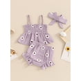 thumbnail image 5 of vera natura Baby Girls Shorts Set, Spaghetti Straps Pleated Flower Print Camisole with Shorts and Hairband Summer Outfit, 5 of 8