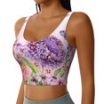 thumbnail image 2 of Fotbe Flowers And Colorful Butterflies Pattern Womens' Sports Bra Longline Wirefree Padded with Medium Support Sports Moisture-Wicking Workou Vest,Tank Top-Medium, 2 of 7