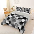 thumbnail image 2 of Homewish Grunge Ombre Checkered Full Size Comforter Sets,Retro Artwork Bedding Comforter Set,Gray White,Light Gray Reversible,3pcs,1 Comforter and 2 Pillowcases, 2 of 7