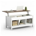 thumbnail image 2 of Lift Top Coffee Table with Storage, Adjustable Height Coffee Table with Hidden Compartment, Living Room Table with Shelves, White/Coffee/Brown/Black, 41"x19.5"x(19-24.5"), 2 of 9