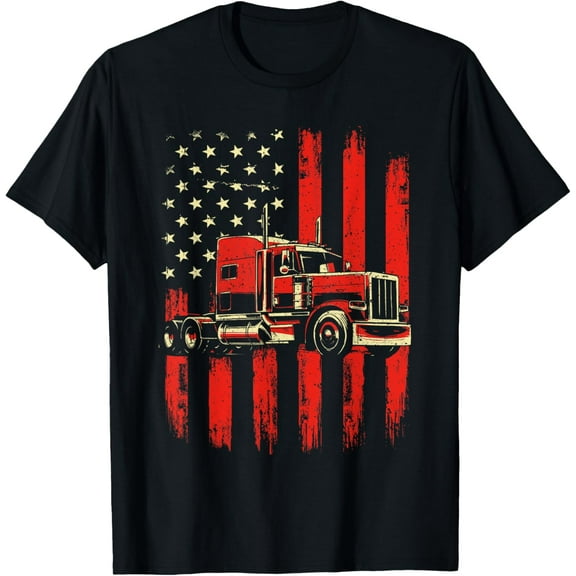 t-shirt American Trucker - Semi Truck Driver Trucking Big Rig T-Shirt.