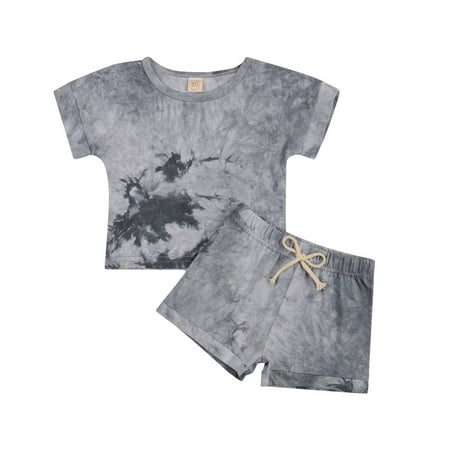 

One Opening Toddler Baby Boy Tie Dye Short Sleeve T-Shirt Top Shorts Outfit
