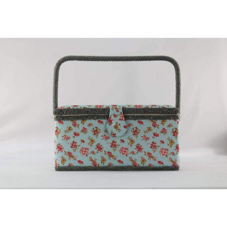 Roses Sewing Basket in Blue Roses Sewing Basket in Blue