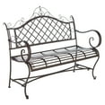thumbnail image 5 of SAFAVIEH Abner Outdoor Patio Wrought Iron Garden Bench, Rustic Brown, 5 of 7