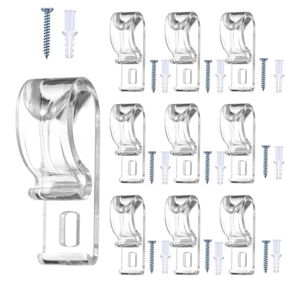 Tutuviw 10Pack Cord Guide Curtain P Clip,Roller Shade Clear Safety Chain Retainer with Screws,Clear Clips Cord Chains for Roller Vertical Shades