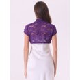 thumbnail image 4 of DARING DIVA Women's Lace Cardigan Stand Collar Short Shrugs S Dark Purple, 4 of 6