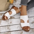 thumbnail image 5 of KIJBLAE Women's Wide Width One Band Open Toe Slide Sandals, Fashion Comfort Casual Outdoor Beach Slippers Spring Summer White 40, 5 of 8