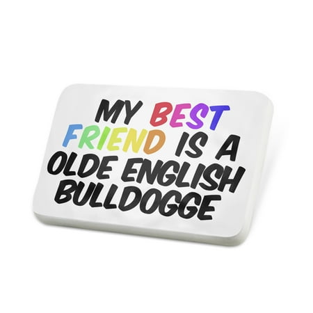 Porcelein Pin My best Friend a Olde English Bulldogge Dog from United States Lapel Badge –
