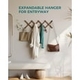 Wood Accordion Wall Hanger Expandable Coat Rack with 14 Pegs Sturdy