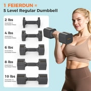 5-in-1 Adjustable Dumbbell Set of 2, 20LBS/10LBS Hand Weights for Women, 1s-Adjust Dual-Stable Dumbbell Set for Women