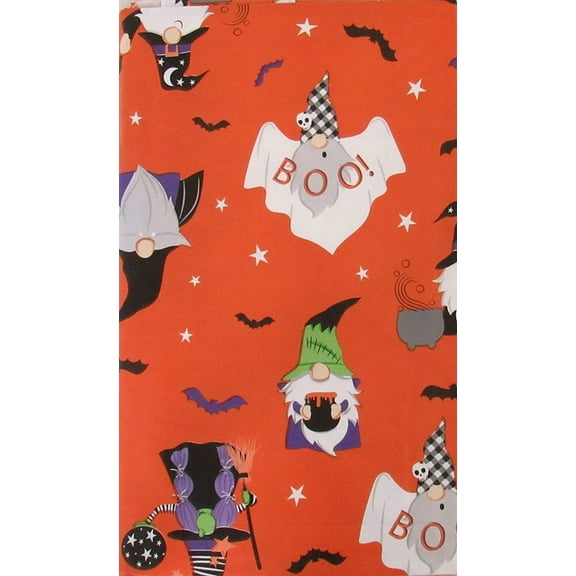Serafina Home Halloween Gnomes, Bats and Stars Vinyl Flannel Back Tablecloth 52" x 70"