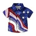 thumbnail image 4 of HAOTAGS 4th of July Shirts for Big Boys American Flag Patriotic Short Sleeve Button Down Shirt Multicolor Size 14 Years, 4 of 9