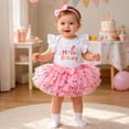 thumbnail image 2 of FYDUU Toddler Baby Girl Clothes Infant Baby Girls First Birthday Outfit Sleeveless Romper With Glitter Tutu Skirt Photo Shoot Party Dress 6-9 Months, 2 of 5
