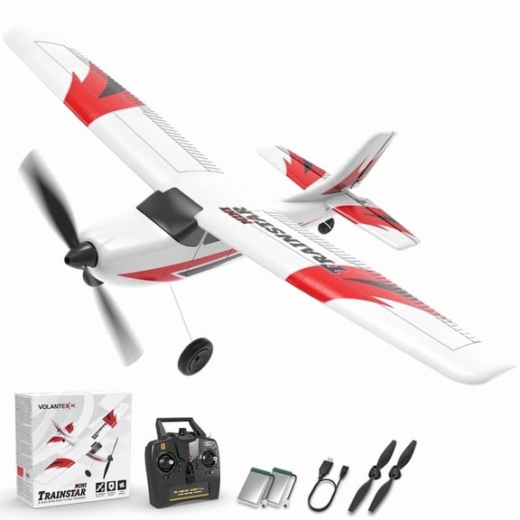 Bruce&Shark RC Plane Trainer 3CH Remote Control Airplane with Prop Saver, 6-Axis Gyro Stabilizer & 3 Modes to Fly, Radio Controlled Aircraft RTF for Beginners & Adults with 2 Batteries