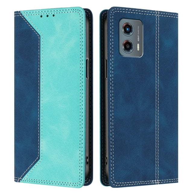 Funda FOXDOCK para Motorola Moto G 5G 2023 de Cuero Premium Bicolor con Ranuras RFID, Carcasa Tipo Billetera Antigolpes y Soporte Plegable