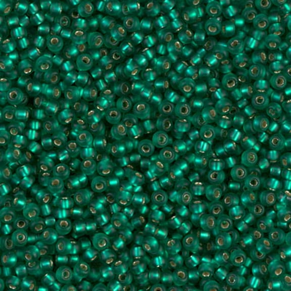 Matte Silver-Lined Emerald Miyuki Seed Beads 11/0 11-917F-TB
