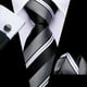 thumbnail image 4 of Conjunto de corbata Barry.Wang de rayas tejidas en seda con gemelos, 4 of 4