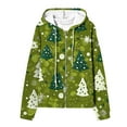 thumbnail image 5 of VERUGU Womens Jackets Casual Fall Winter Fashion Zipper Christmas Printed Coat Long Sleeve Drawstring Hooded Sweatshirt Army Green 3XL, 5 of 6