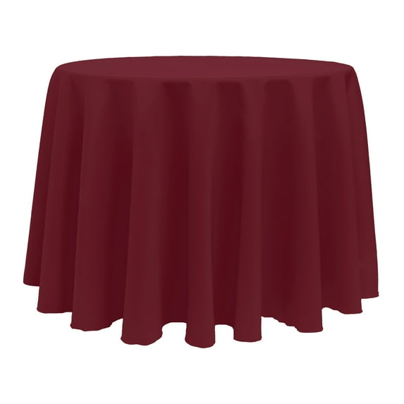 Ultimate Textile (5 Pack) 102-Inch Round Polyester Linen Tablecloth - for Wedding, Restaurant or Banquet use, Ruby Red