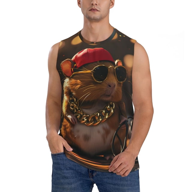 Balery Hip-Hop Guinea Pig. Camisetas sin mangas para hombre, absorbe la humedad y protege contra el mal olor.-Large