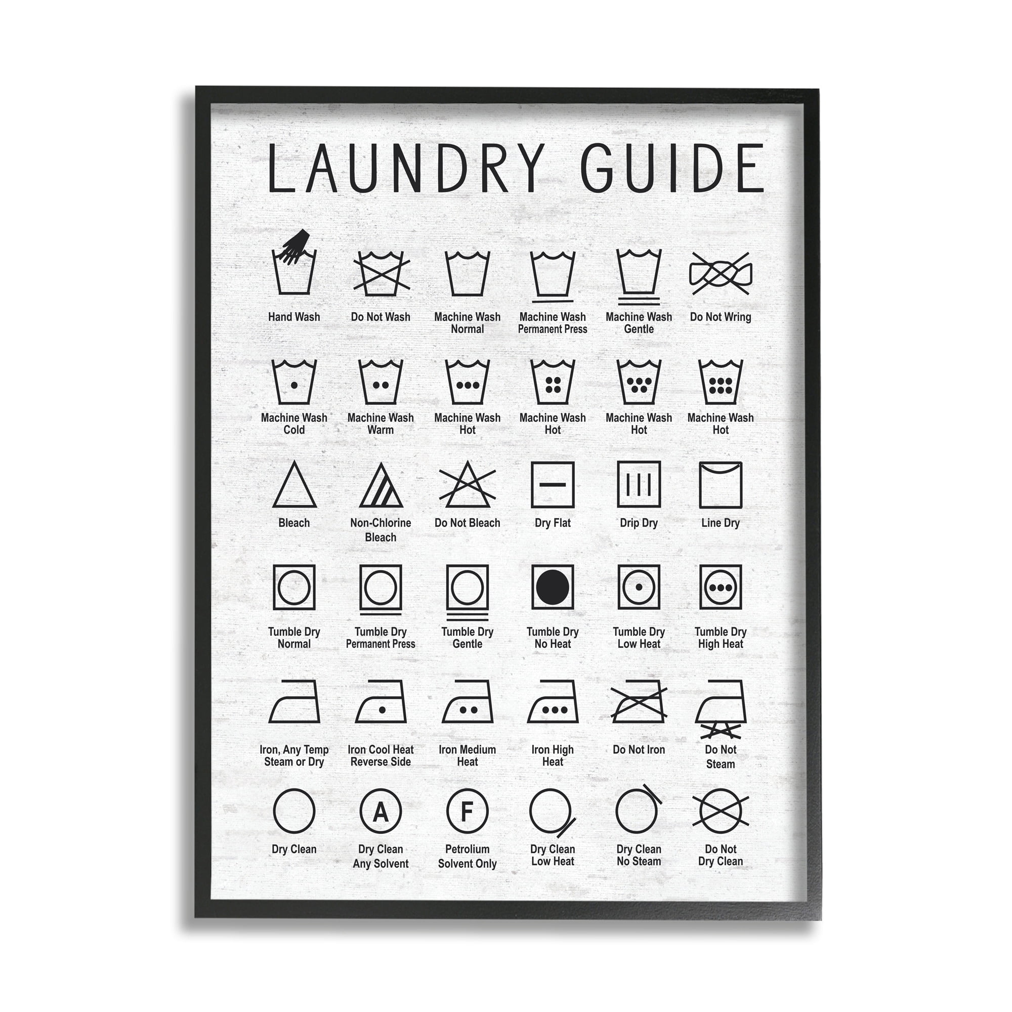 Stupell Industries Laundry Guide Simple Shapes Diagram Distressed Pattern,11 x 14,Designed by Lettered and Lined