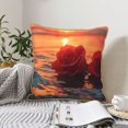 thumbnail image 4 of KLL Romantic Roses Sunset Ocean Decorative Throw Pillow Covers Velvet Soft for Couch Sofa Bedroom Living Room Outdoor (No pillow core)-, 4 of 5