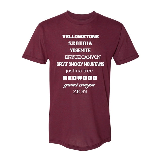 GOC Parcs Nationaux USA-Made Tri-Blend T-Shirt - Tri-Cranberry - Police Blanche - M
