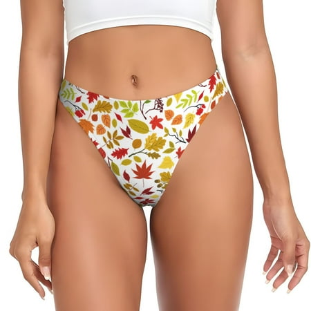 Sigee Colorful Leaves for Women s G-String Panty  Low Rise  Soft Lace Perfect for Everyday Wear or Special Occasions-Medium