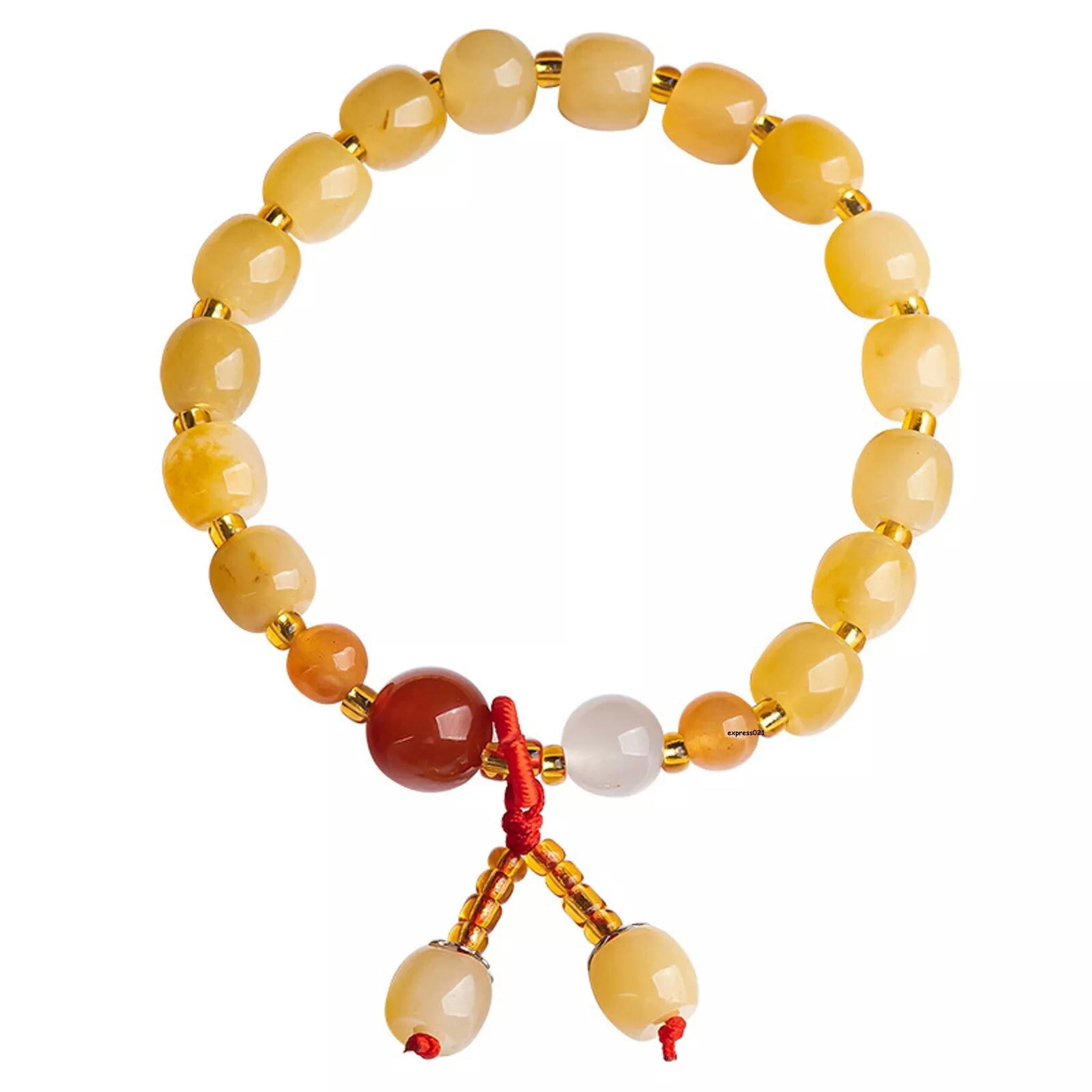 HOOUN Natural Jade Beaded Women Gift Lucky Yellow Oval Beads Bracelet