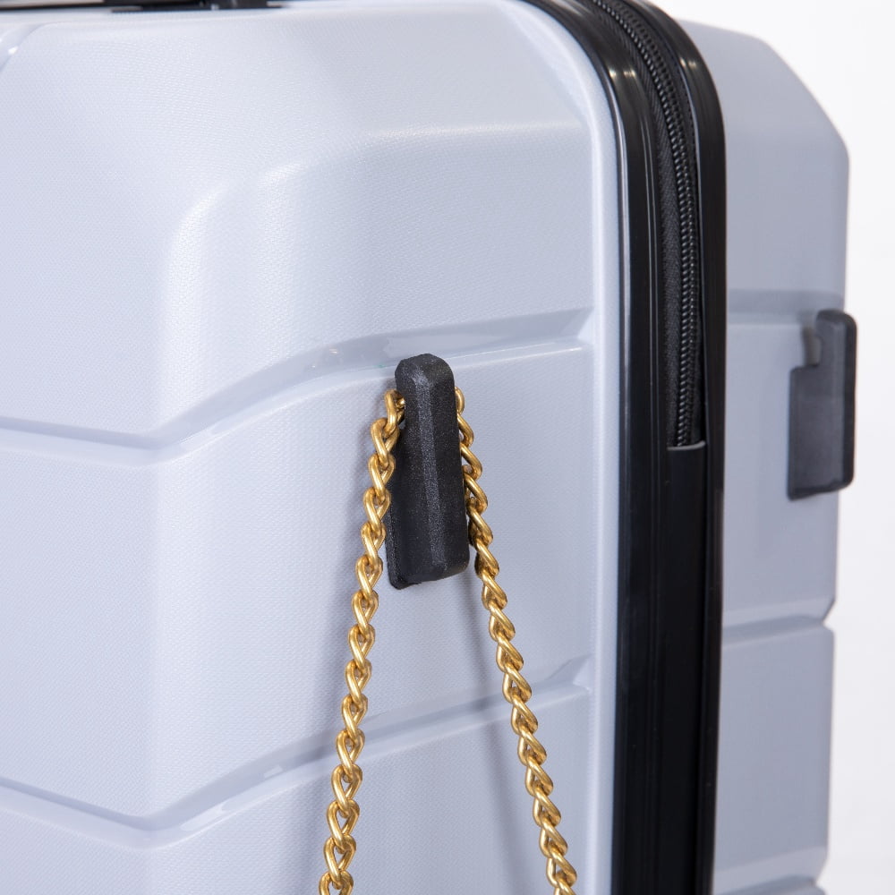 Yougu 3-Piece Hardside Carry-On Luggage Set, 20" 24" 28", Unisex, Silver