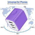 thumbnail image 4 of AILKIN Wall Charger,USB Charger Adapter,3.1A/3PACK Multi Port Fast Charging Station Power Base Charger Block Plug For iPhone Wall Charger Block,Purple, 4 of 5