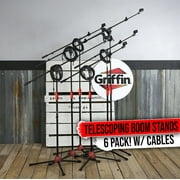 Microphone Boom Stand 6 PACK - Griffin Telescoping Mic Stage XLR Cable DJ Studio