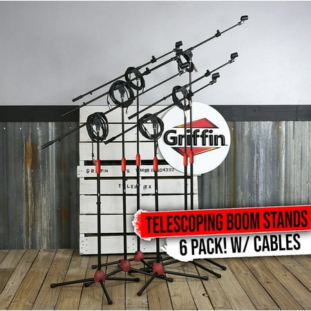 Microphone Boom Stand 6 PACK - Griffin Telescoping Mic Stage XLR Cable DJ Studio