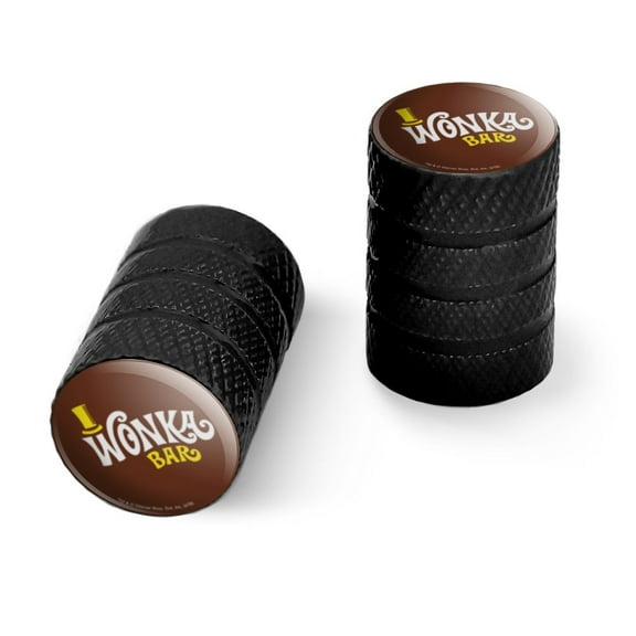 Willy Wonka and the Chocolate Factory Wonka Bar Logo Motorcycle Bicycle Bike Tire Rim Wheel Aluminum Valve Stem Caps