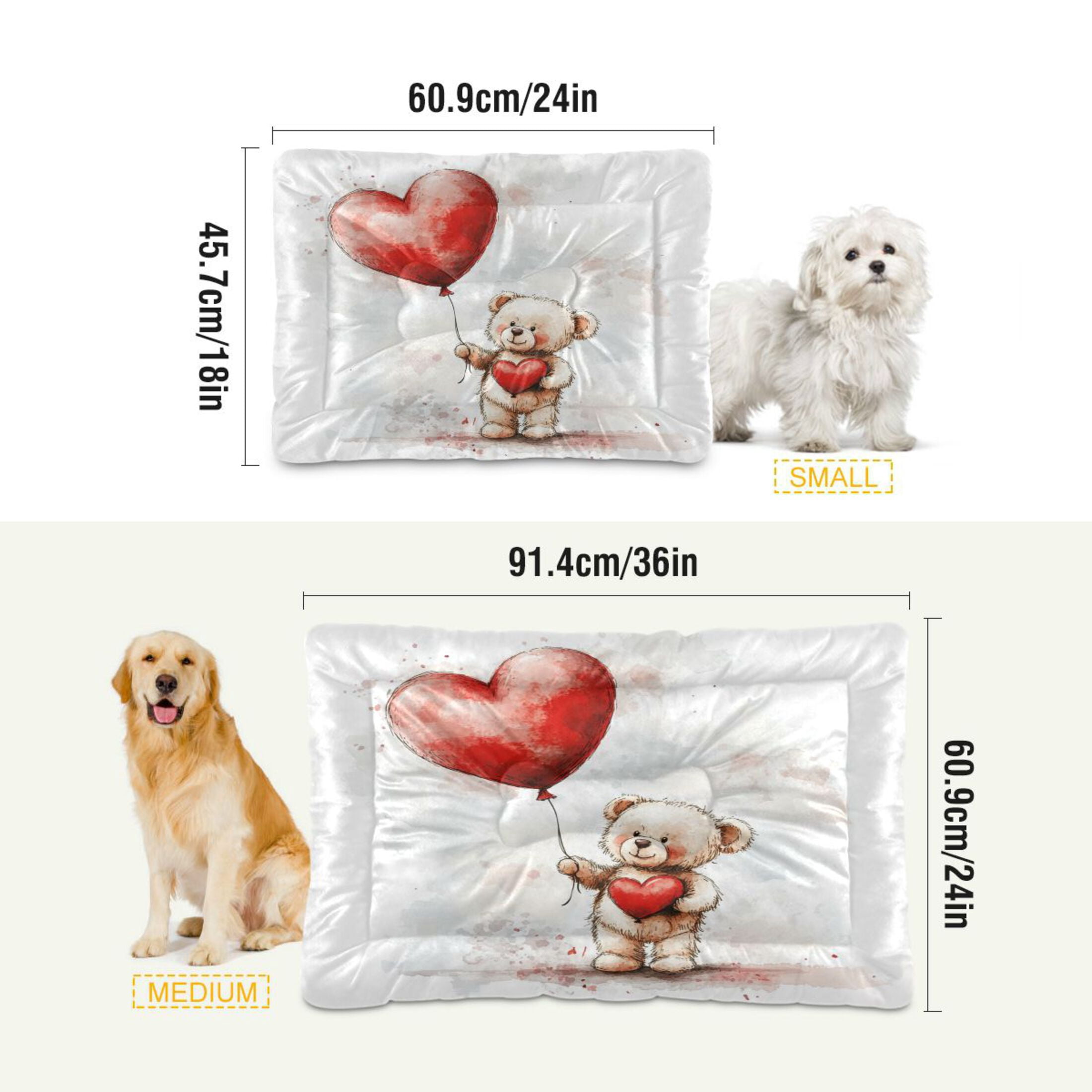 Qxltty Teddy Bear Holding A Balloon Ped Pad Wear-resistant and Hard to Bite Through Sleeping Pad for Small Medium Large Dogs Winter Pet Bed 36×24in