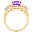 thumbnail image 2 of 3.005 ct Princess Cut Natural Amethyst 3 Stone 14K Yellow Gold Womens Engagement Ring, 2 of 5